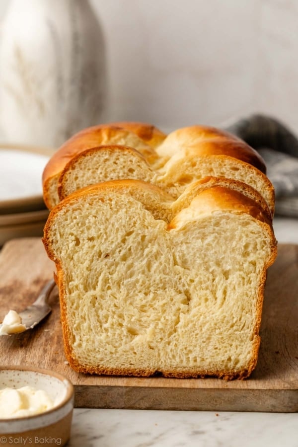 slices brioche loaf.